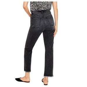 High Rise Straight Crop Jeans in Washed Black